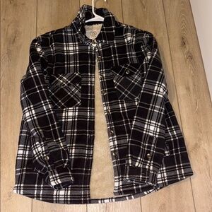 Black and White Plaid Button-Up Shirt